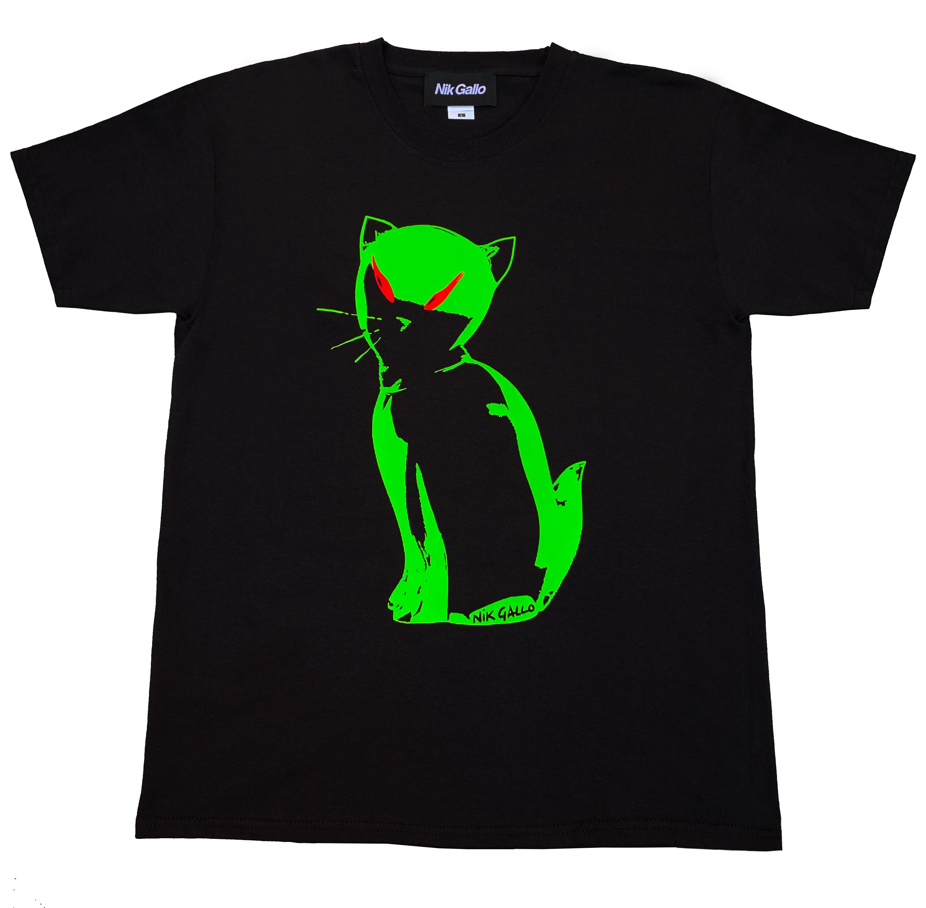Evil kitten cotton jersey t-shirt in black
