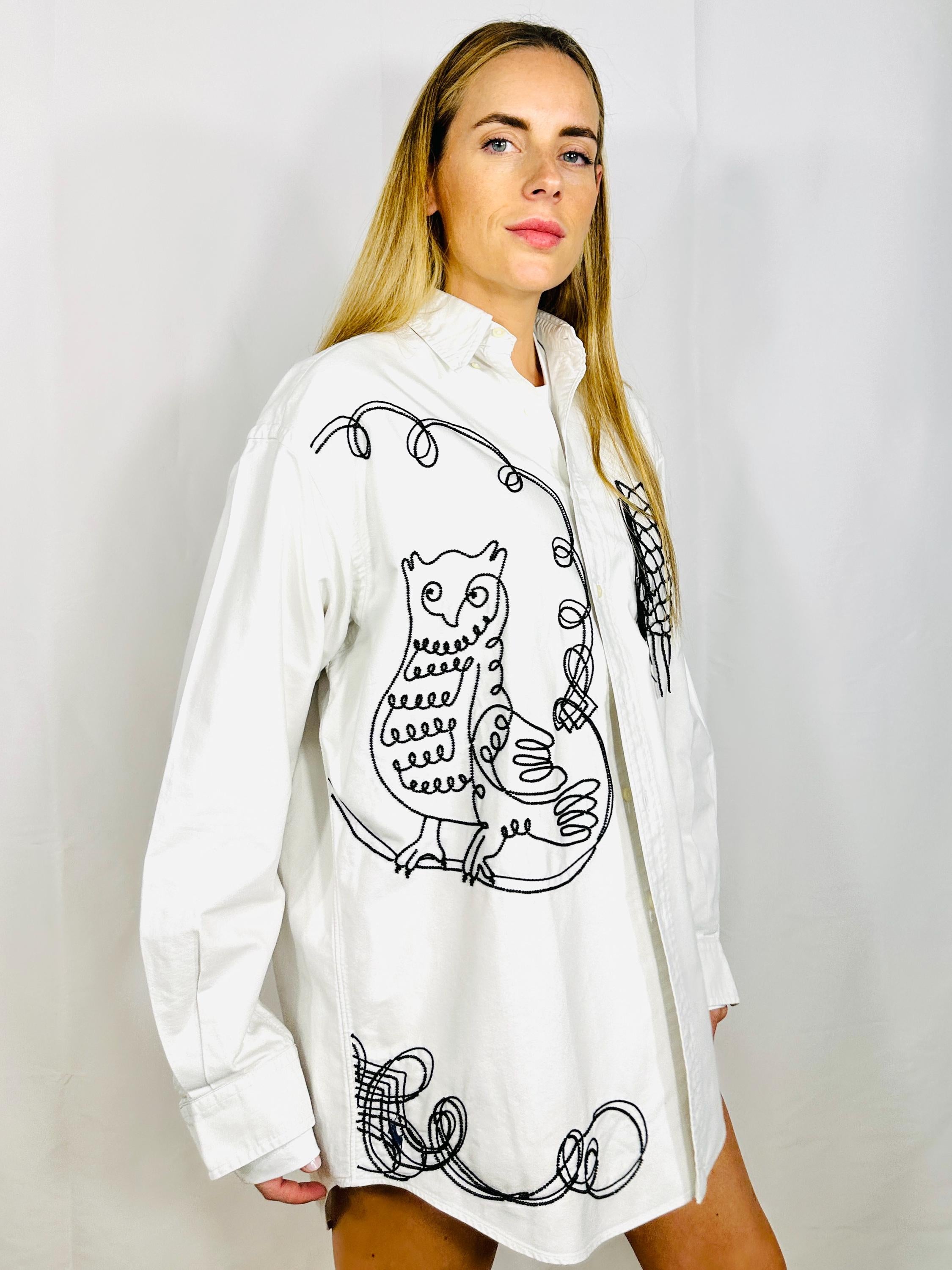 Custom Vintage Shirt with owl embroidery