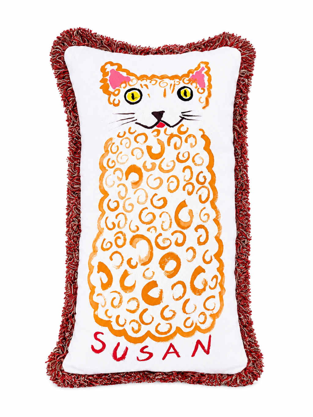 SUSAN THE CAT HAND-PAINTED CUSHION