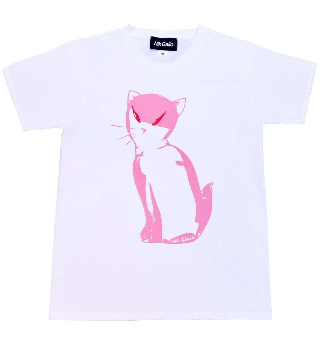 Evil Kitten t-shirt in pure white cotton jersey