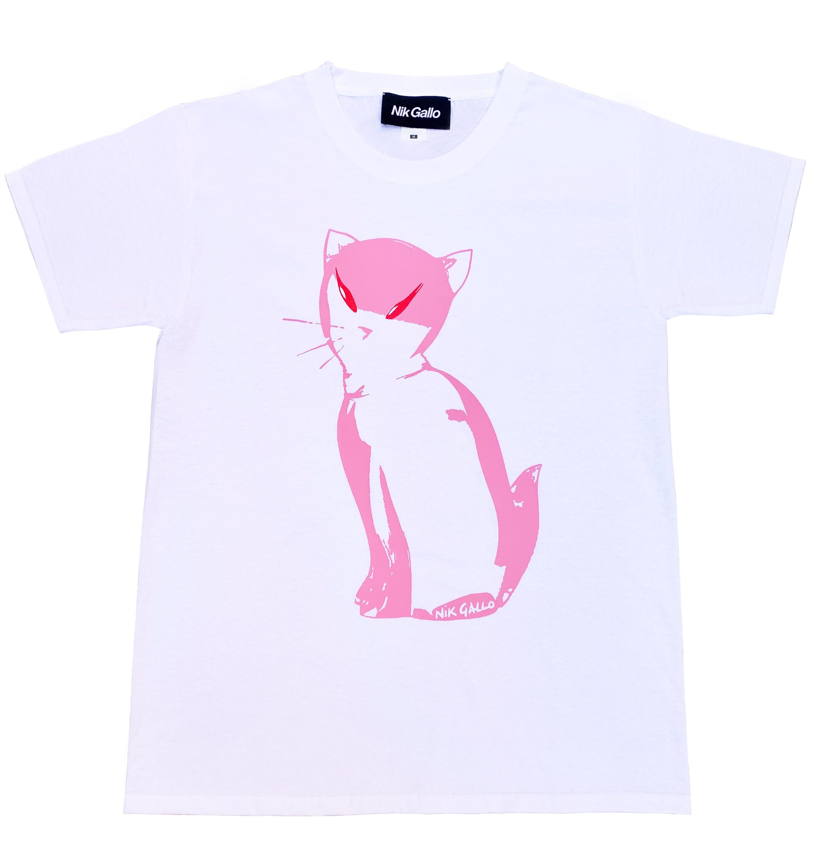 Evil Kitten t-shirt in pure white cotton jersey