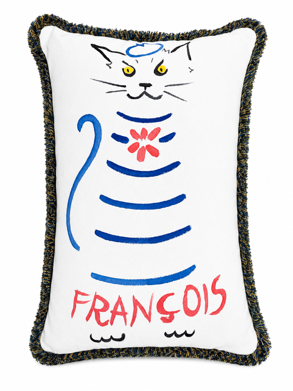 FRANçOIS THE CAT HAND-PAINTED CUSHION