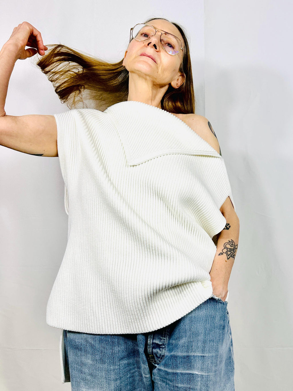 Fold top in white