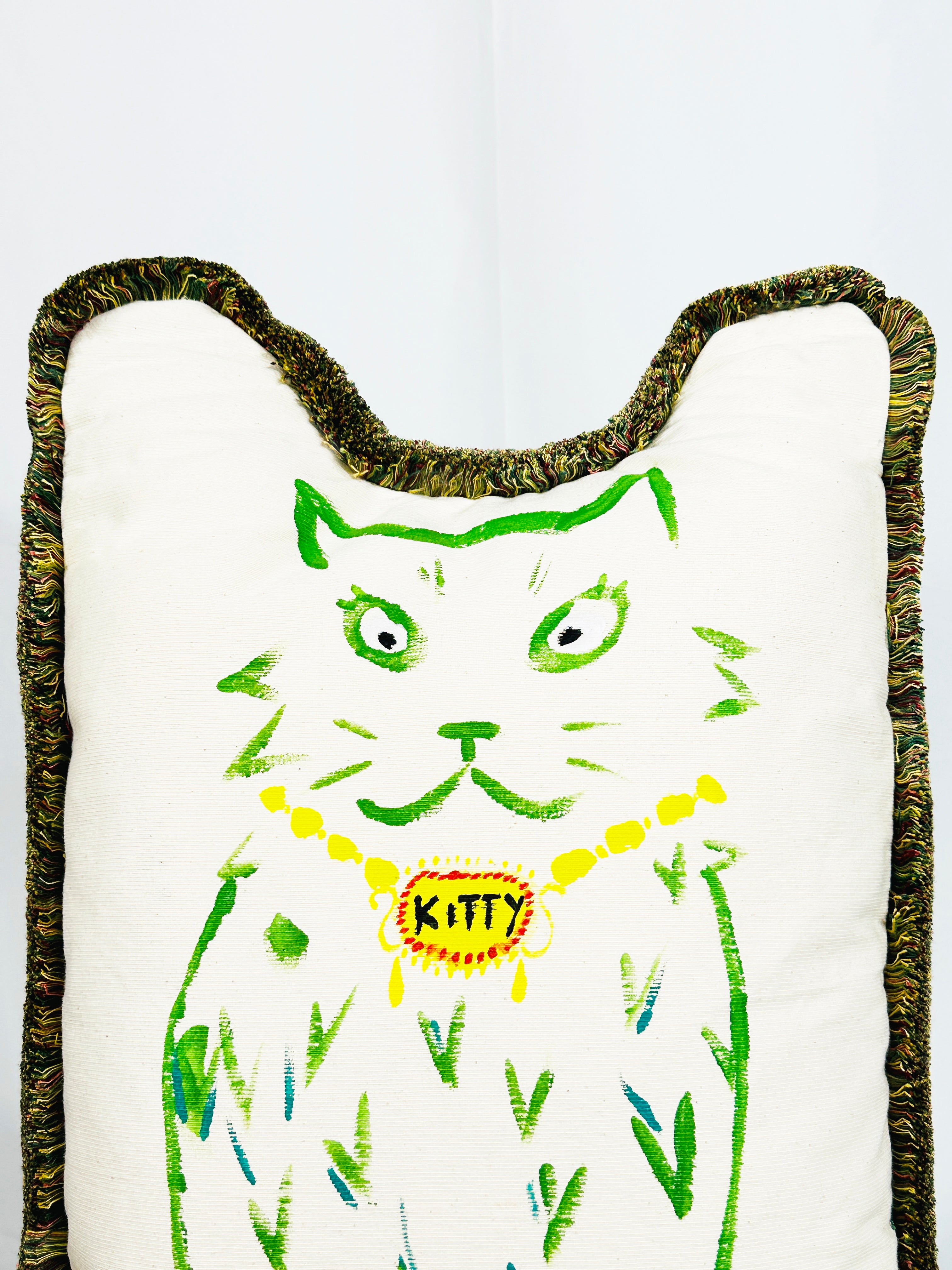 Kitty the cat hand painted pillow