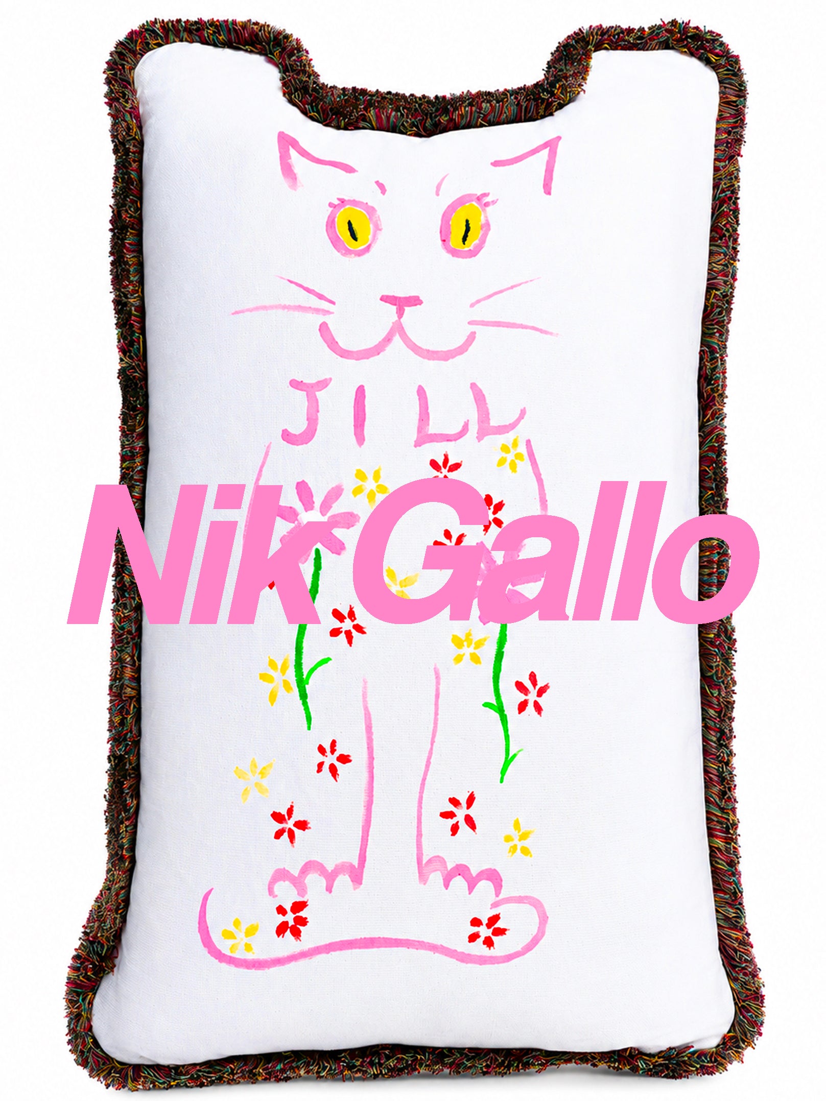 JILL THE CAT HAND-PAINTED CUSHION