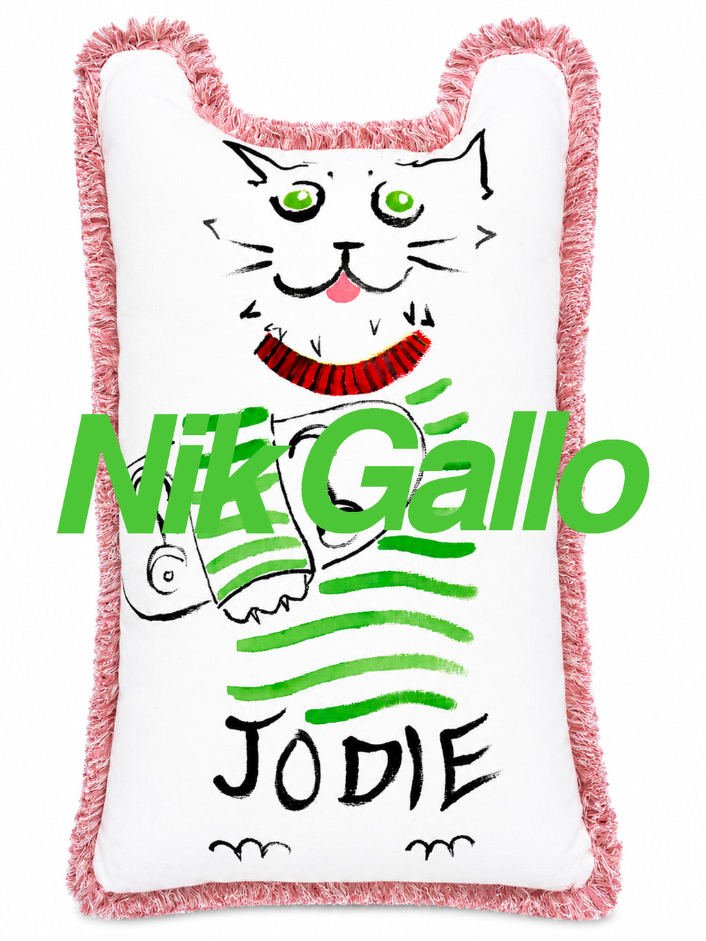 JODIE THE CAT HAND-PAINTED CUSHION