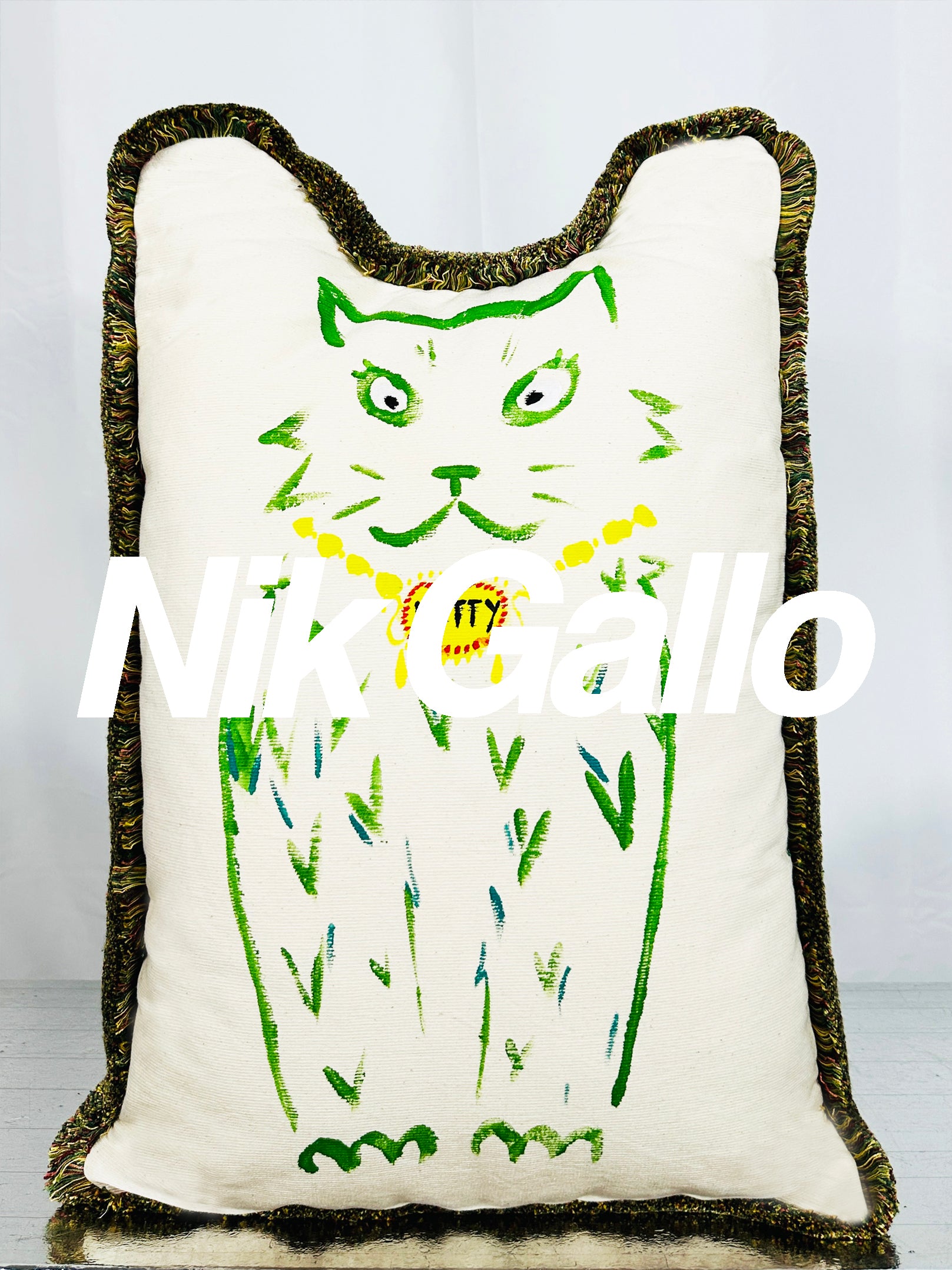Kitty the cat hand painted pillow