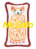 SUSAN THE CAT HAND-PAINTED CUSHION