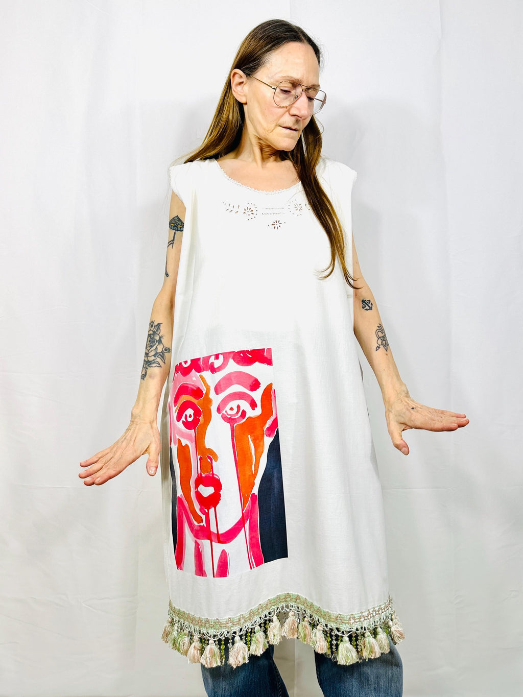 Custom Vintage midi nightgown with print