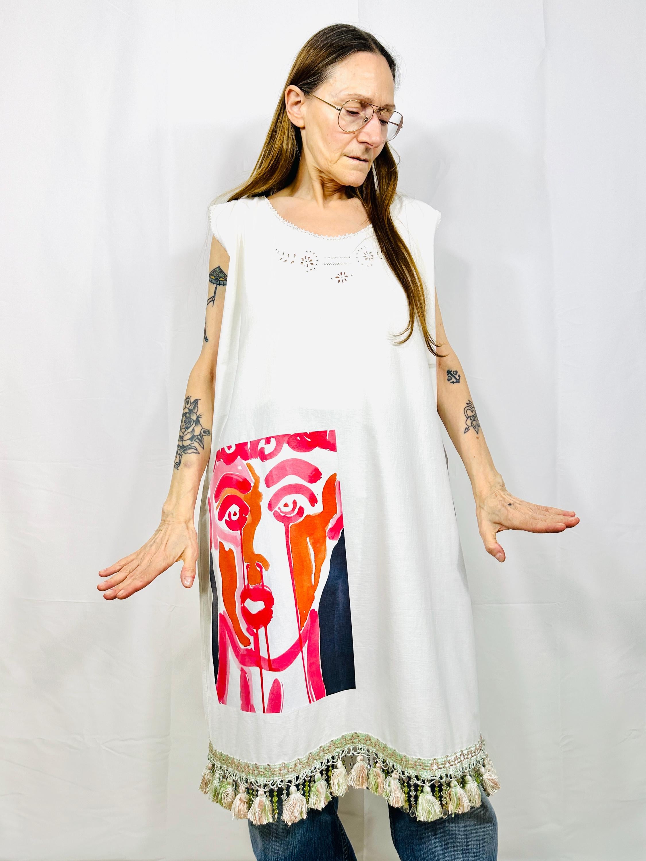 Custom Vintage midi nightgown with print