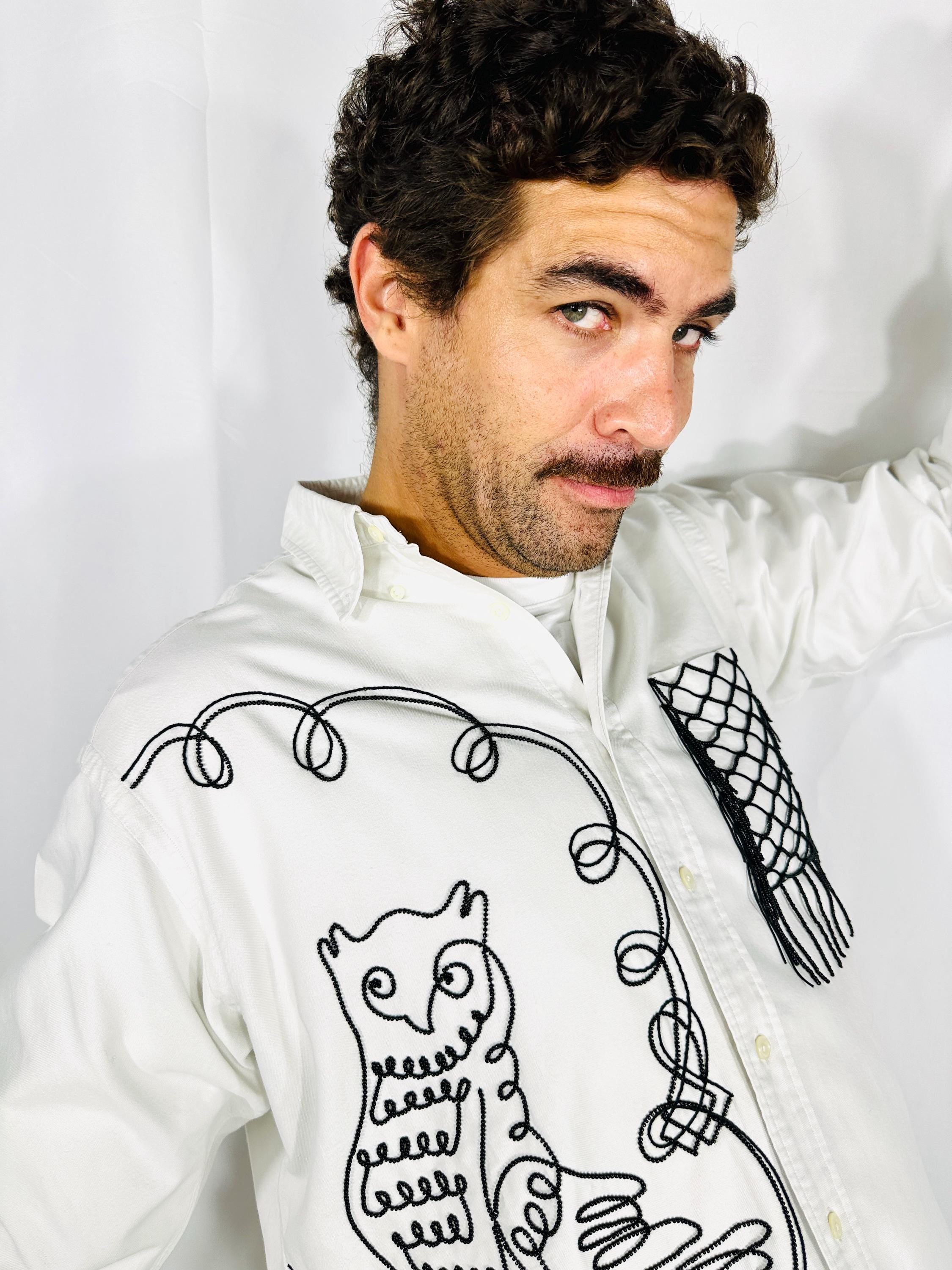 Custom Vintage Shirt with owl embroidery