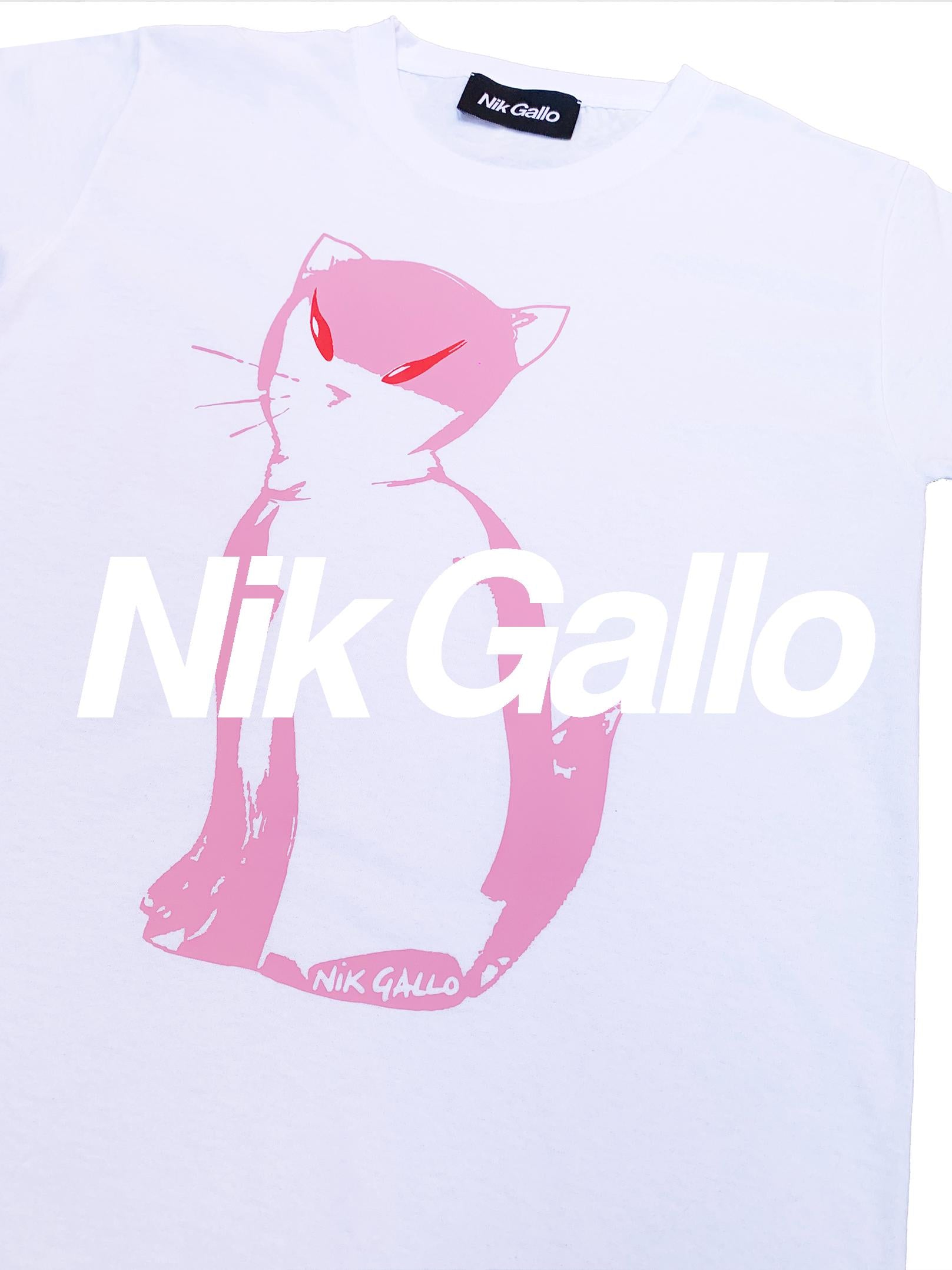 Evil Kitten t-shirt in pure white cotton jersey