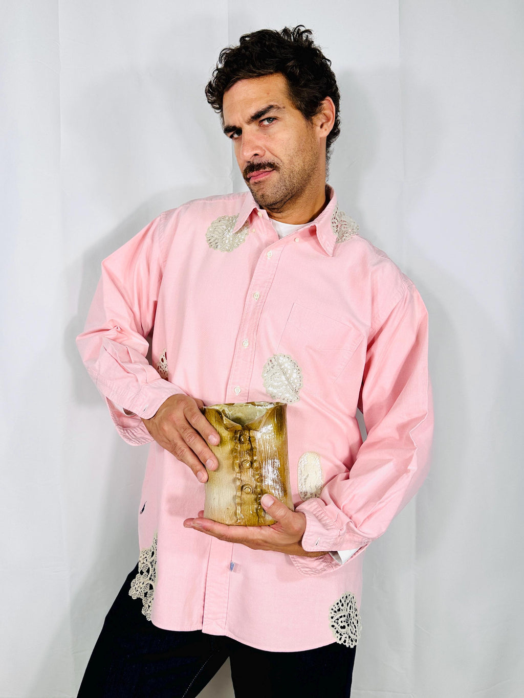 Glazed ceramic shirt vase