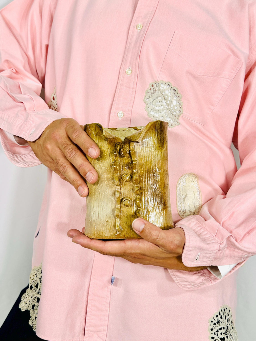 Glazed ceramic shirt vase