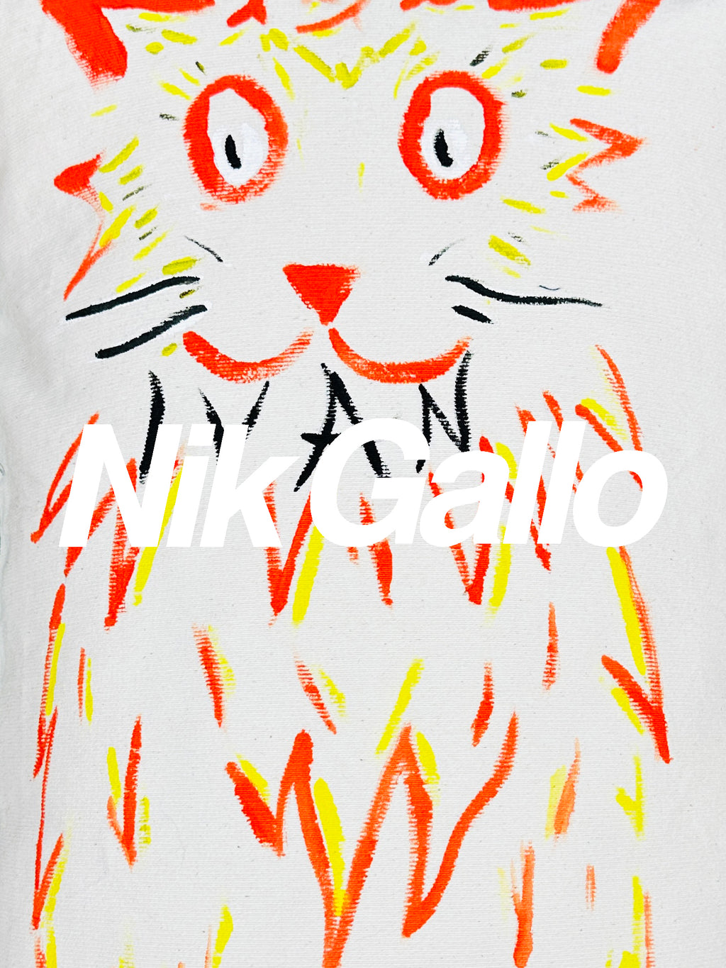 "IVAN" hand-painted one of a kind cat pillow
