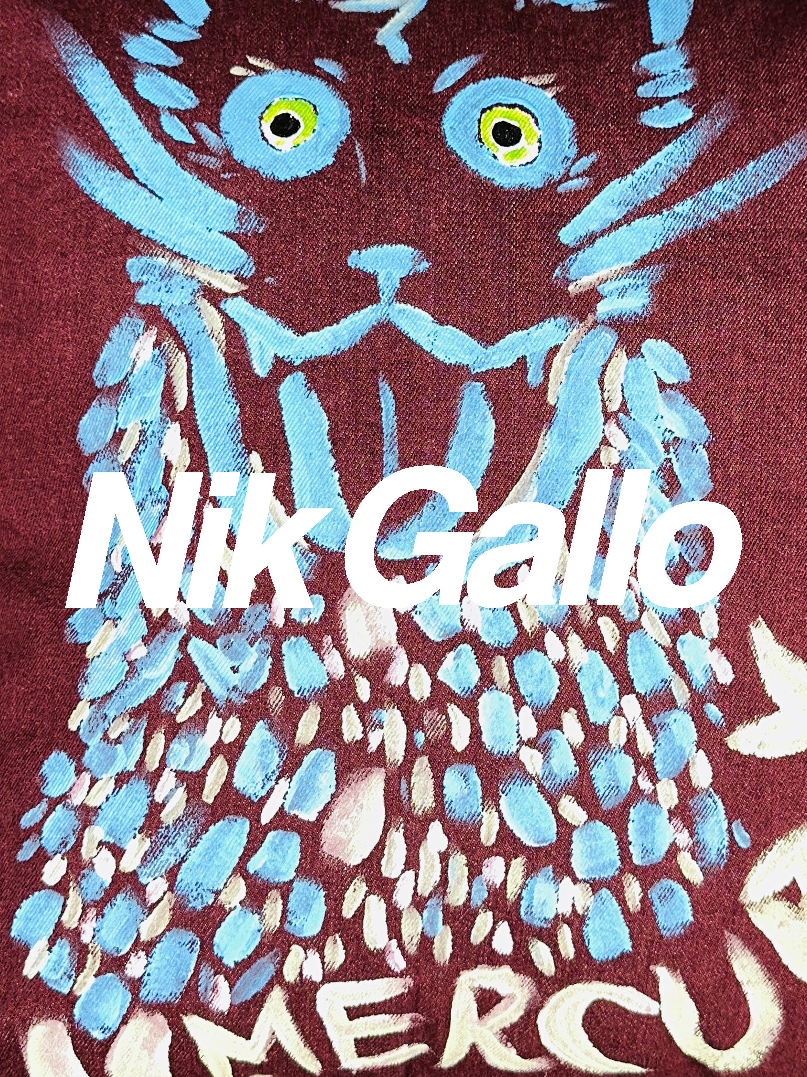 "MERCURY" hand-painted one of a kind cat pillow